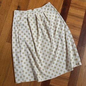 BODEN cream metallic gold polka dot midi length skirt, 10Tall US